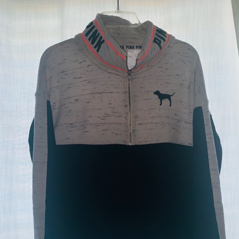 VS Pink two tone quarter zip sweatshirt